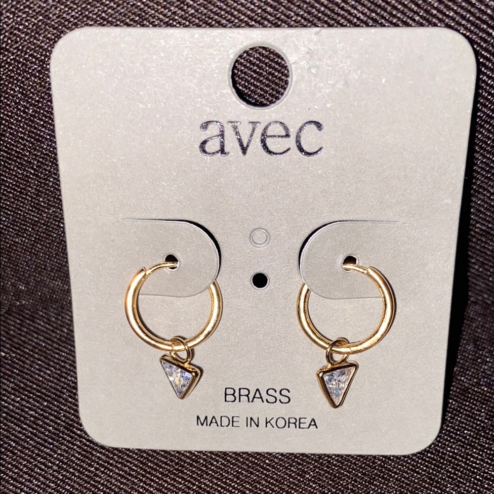 Gold Hoop Earrings with Triangle Accents